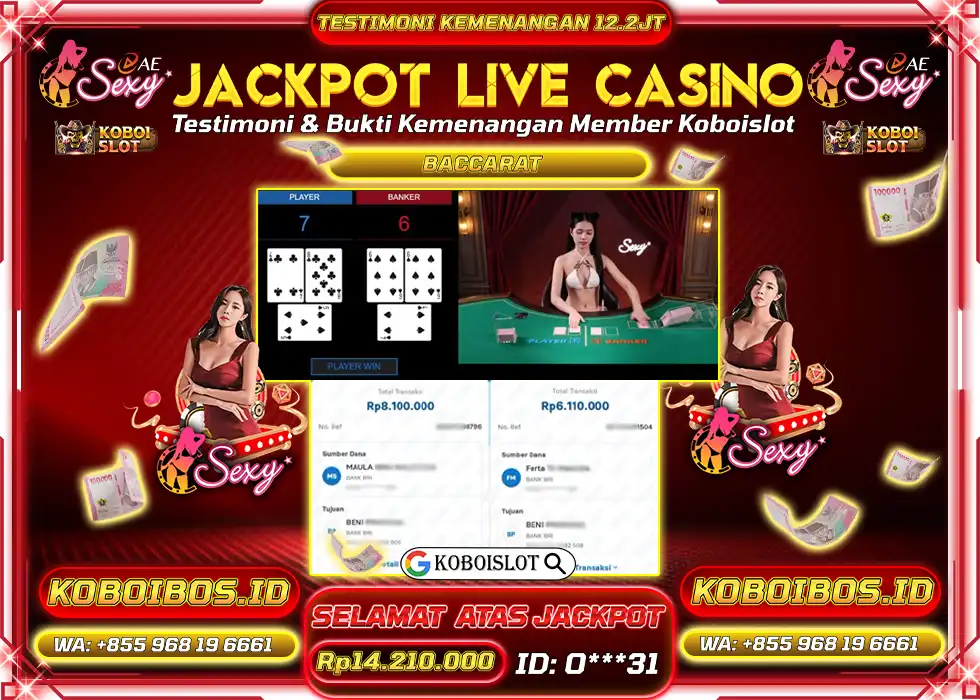 BUKTI KEMENANGAN LIVE CASINO BACCARAT AE SEXY Rp14.210.000,- LUNAS