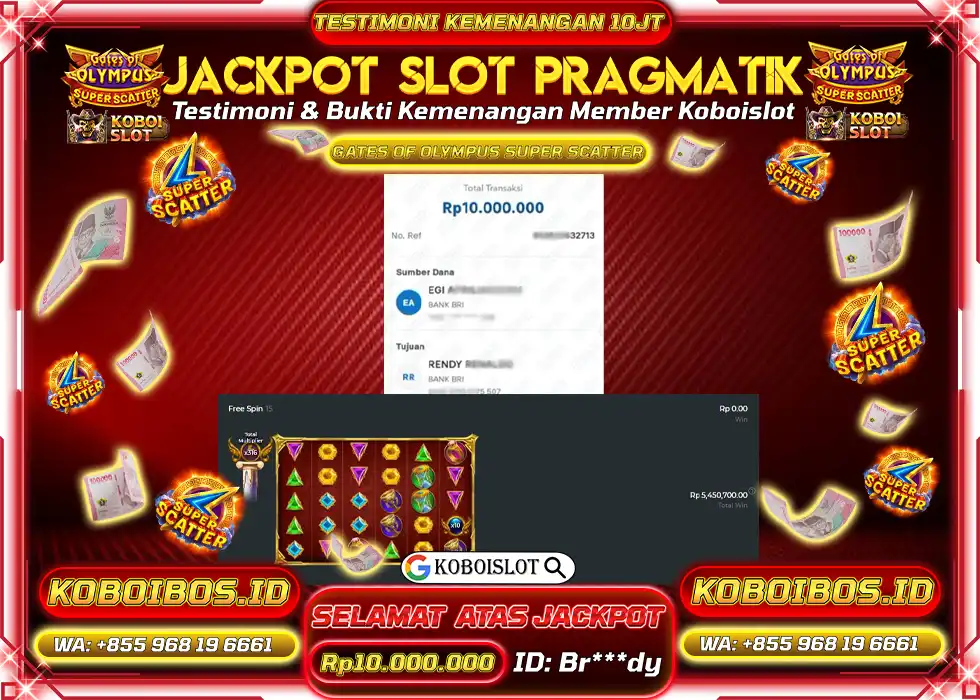 BUKTI KEMENANGAN SLOT GACOR GATES OF OLYMPUS SUPER SCATTER Br*** Rp10.000.000,- LUNAS