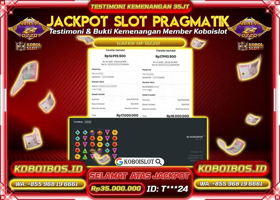 BUKTI KEMENANGAN SLOT GACOR GATES OF OZZO Rp35.000.000,- LUNAS