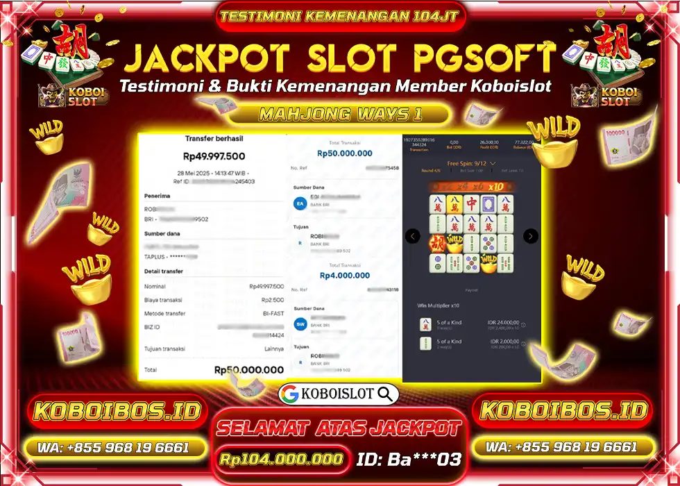 BUKTI KEMENANGAN SLOT GACOR MAHJONG WAYS 1 Rp104.000.000,- LUNAS