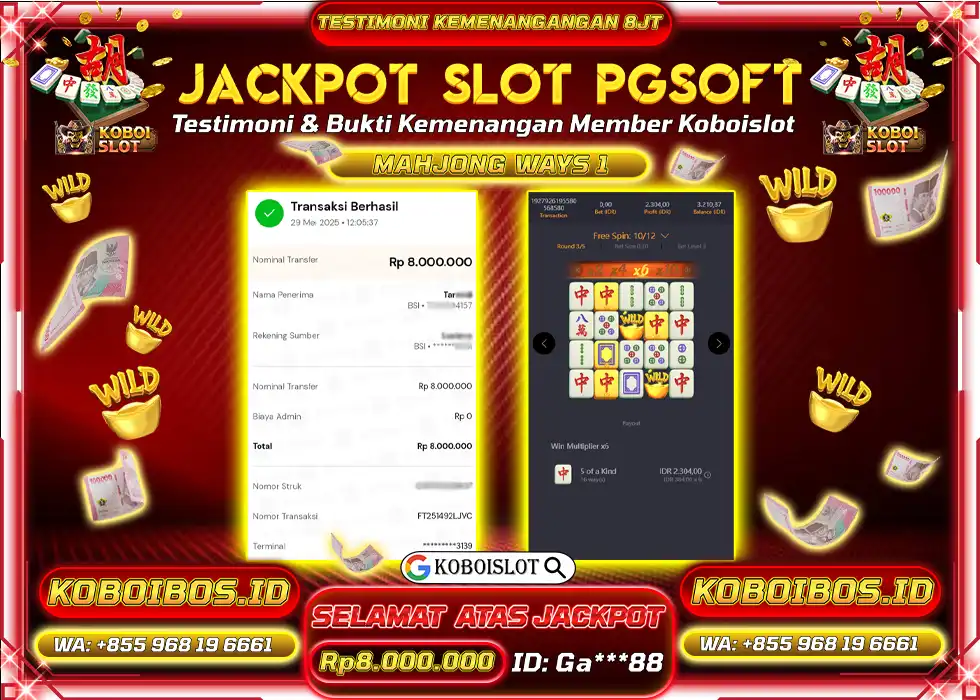 BUKTI KEMENANGAN SLOT GACOR MAHJONG WAYS 1 Rp8.000.000,- LUNAS