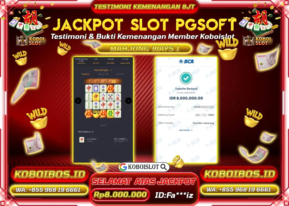 BUKTI KEMENANGAN Fa*** SLOT GACOR MAHJONG WAYS 1 Rp8.000.000,- LUNAS