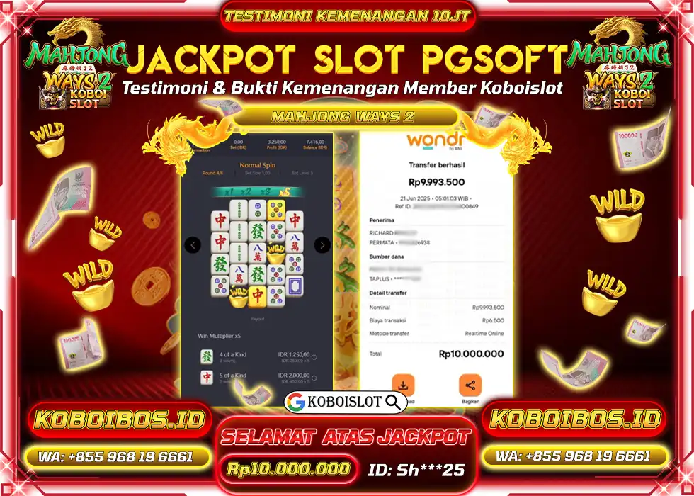 BUKTI KEMENANGAN SLOT GACOR MAHJONG WAYS 2 Sh*** Rp10.000.000,- LUNAS